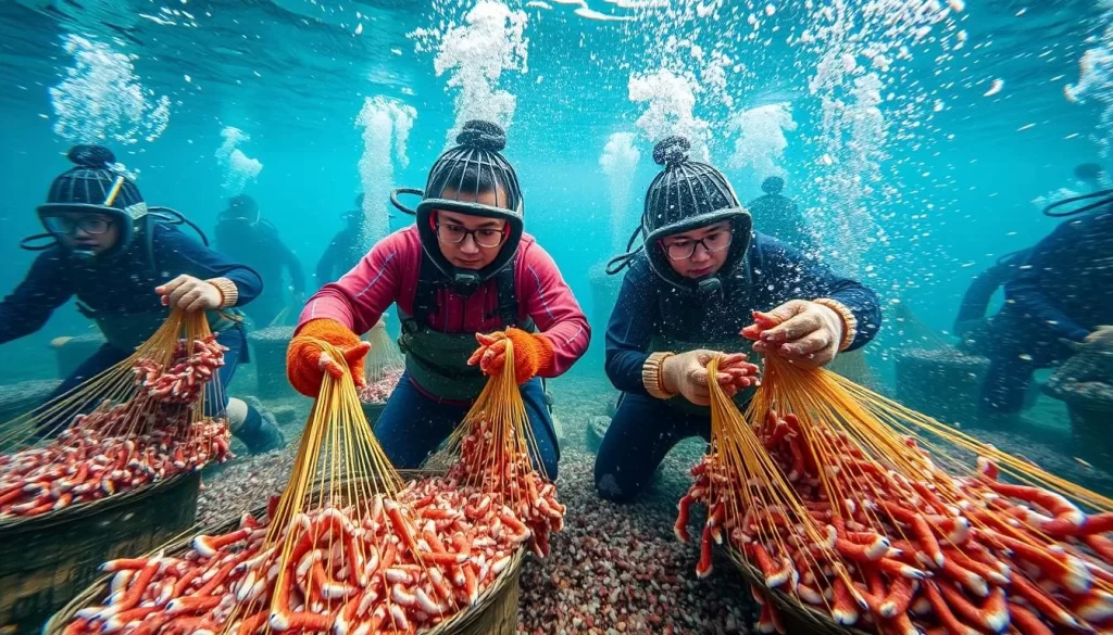 Image of Haenyeo divers in action