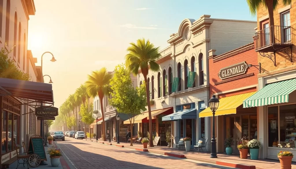 Image of Historic Downtown Glendale's charming streets lined with antique shops and historic buildings.