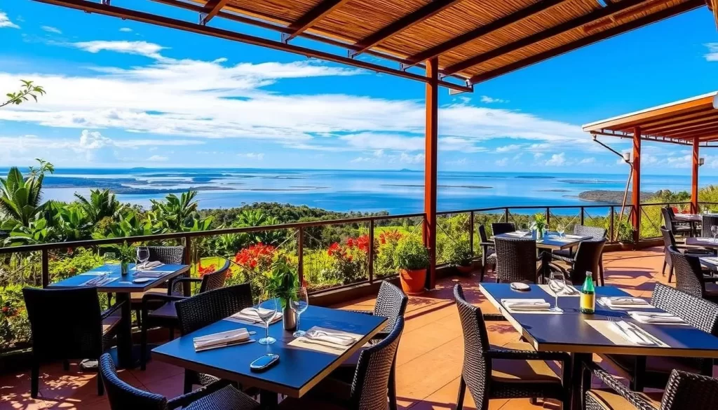 Image of Hotel Tilapia's restaurant with a view of Lake Victoria.