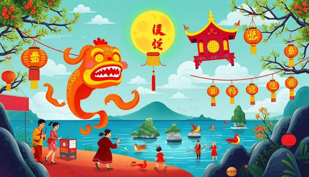 Image of Hungry Ghost Festival or Mid-Autumn Moon Cake Festival on Christmas Island