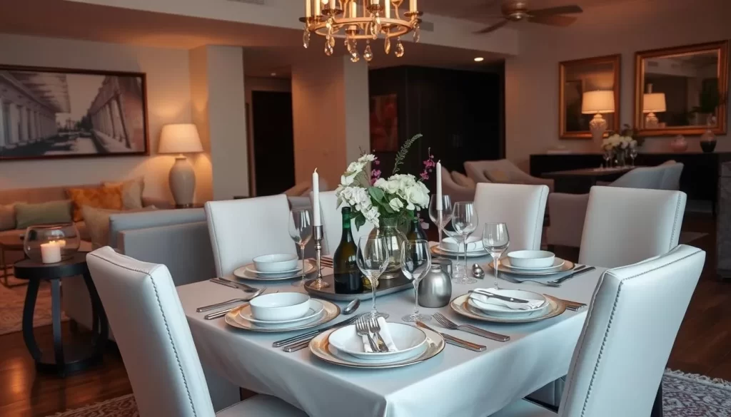 Image of Ilé's luxurious loft apartment dining setup