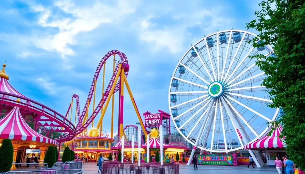 Image of Janfusun Fancyworld with a prominent rollercoaster and Ferris wheel