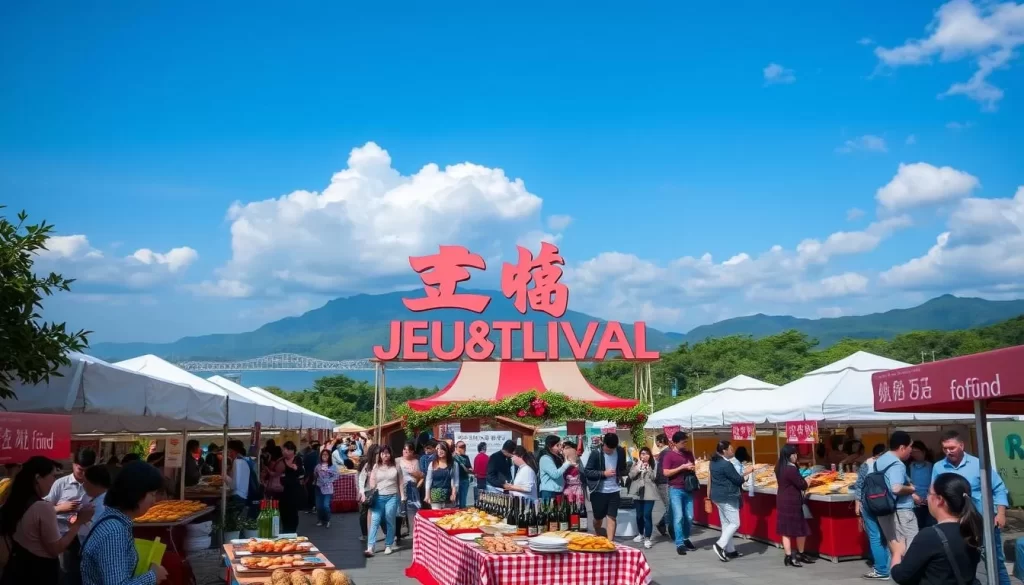 Image of Jeju Food & Wine Festival with local delicacies and wine