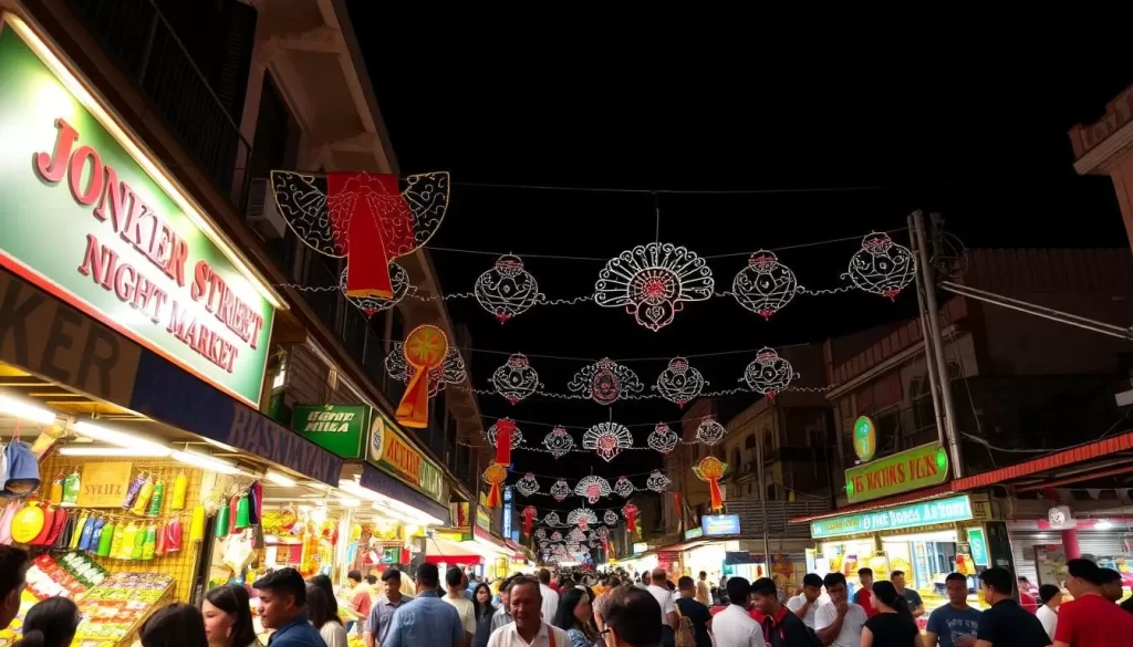 Image of Jonker Street Night Market in Melaka at night