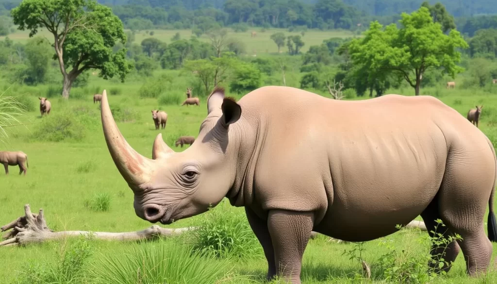 Image of Kaziranga National Park with one-horned rhinoceros