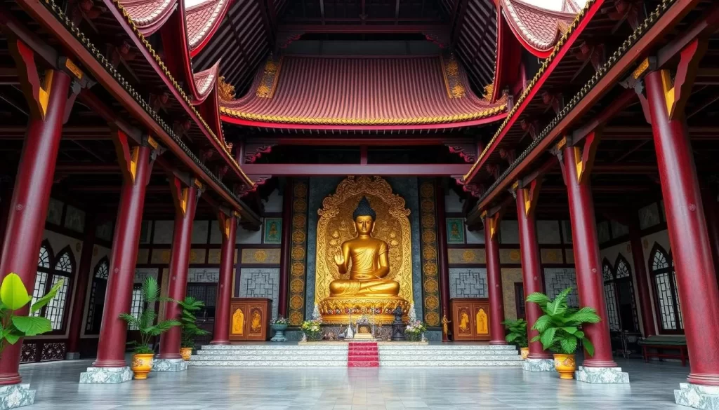 Image of Kek Lok Si Temple's main hall with Buddha statue