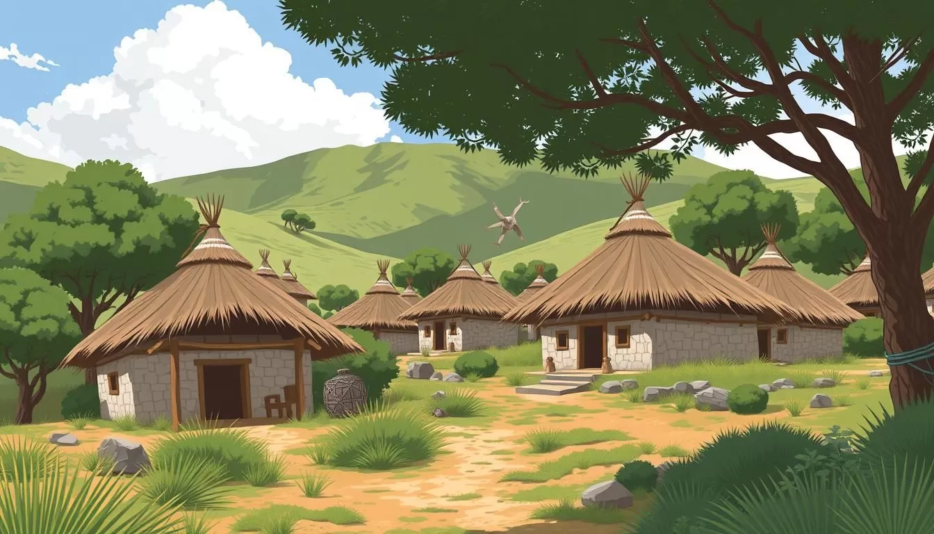 Image of Koutammakou's cultural landscape with its distinctive Takienta houses