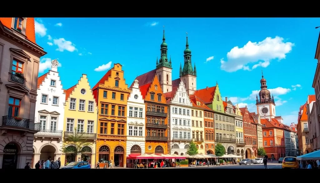 Image of Kraków's Old Town with various accommodations