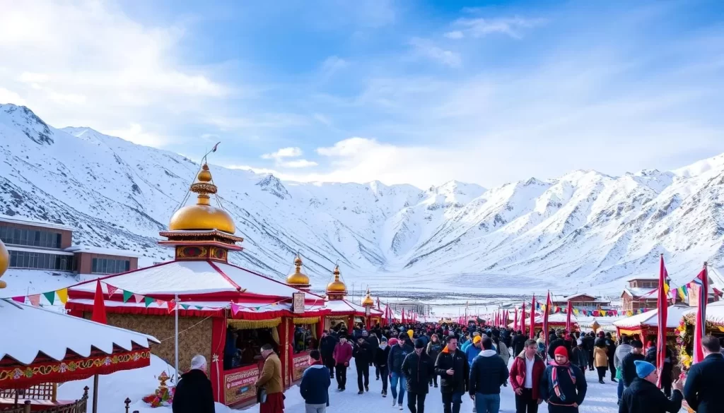 Image of Ladakh's snow-covered landscape during winter festivals