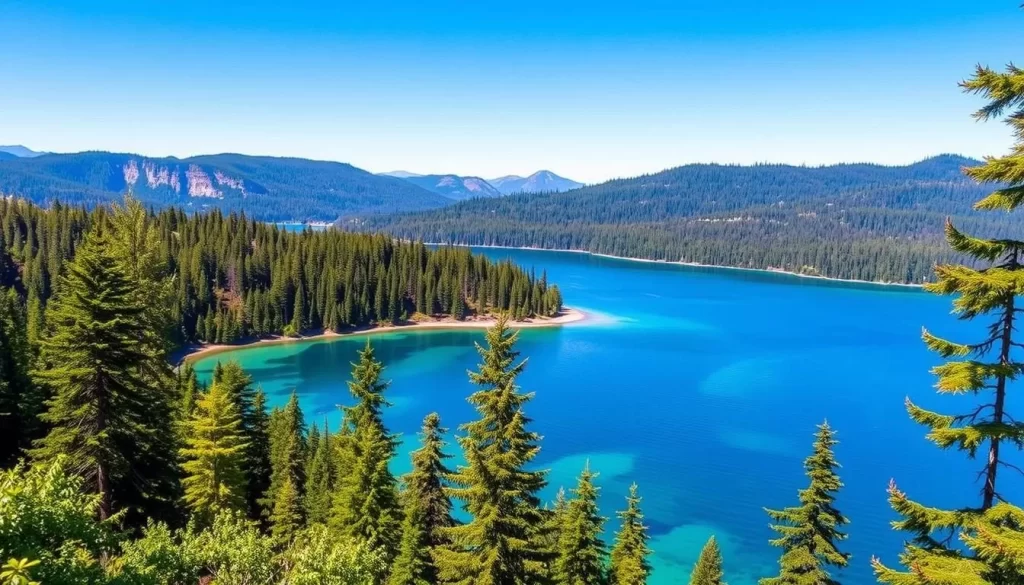Image of Lake Crescent with crystal-clear waters surrounded by lush forest