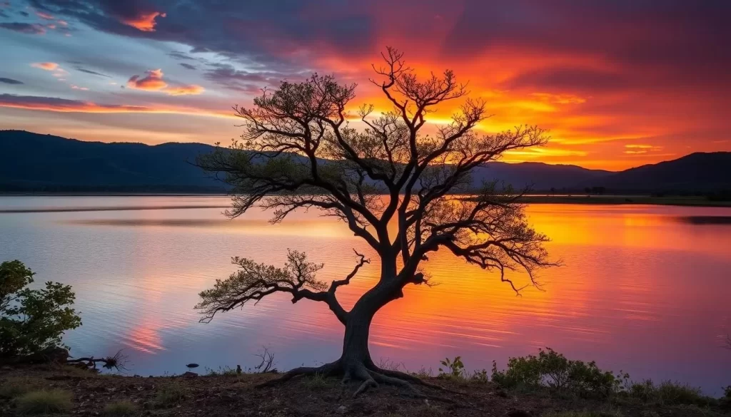 Image of Lake Katavi with the sacred tamarind tree