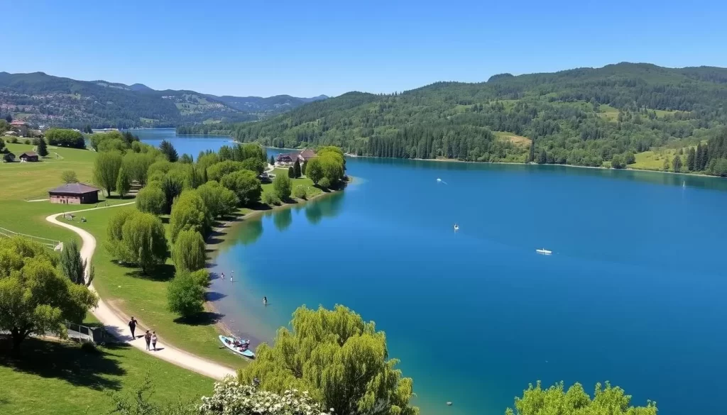 Image of Lake Ossiach with a serene landscape and recreational activities