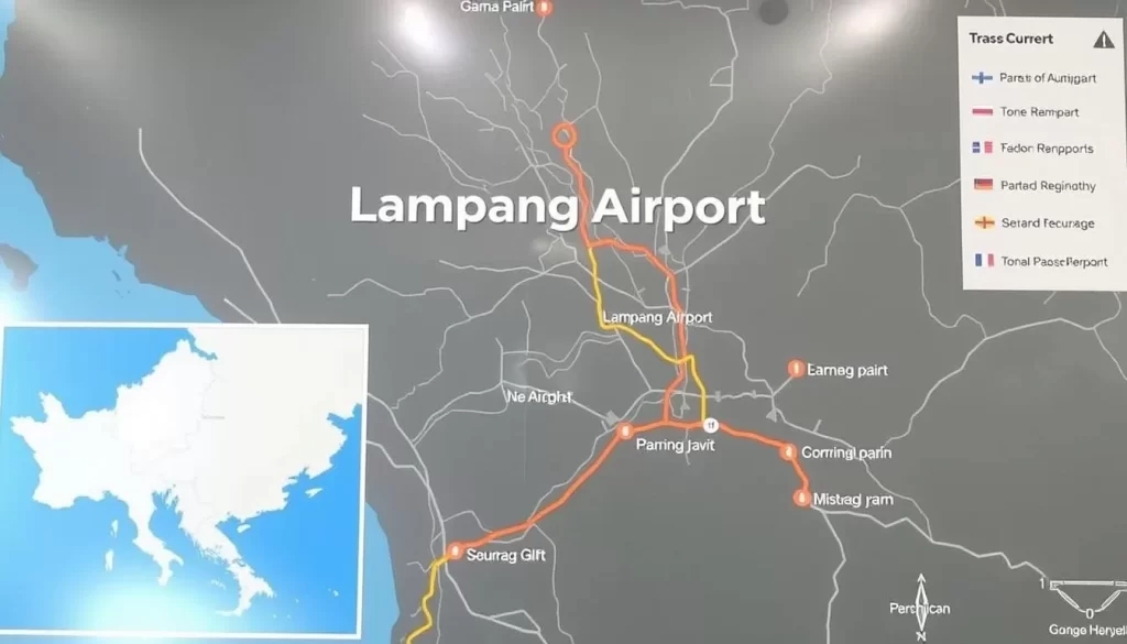 Image of Lampang Airport or a map showing transportation routes to Lampang