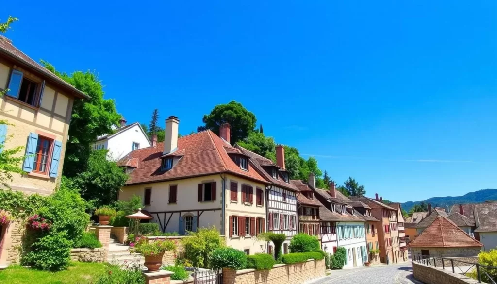 Image of Larochette's old town with charming guesthouses