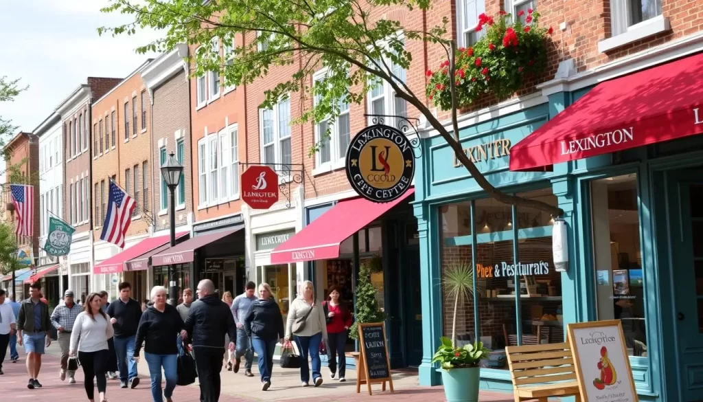 Image of Lexington Centre with its charming shops and eateries
