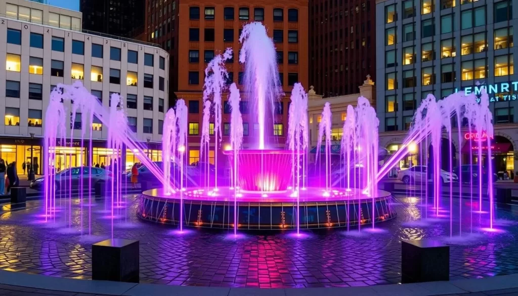 Image of Litewski Square with its multimedia fountain and surrounding architecture