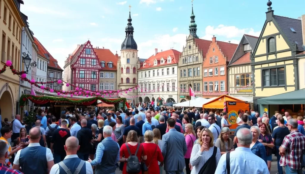 Image of Lublin's Old Town during a cultural festival