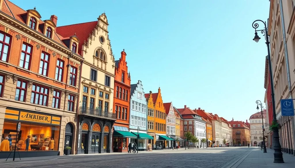 Image of Mariacka Street, Gdańsk, with its unique architecture and amber shops