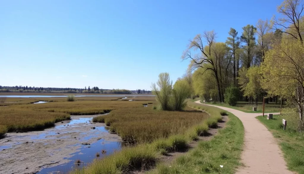 Image of Mercer Slough Nature Park's serene wetlands and walking trails