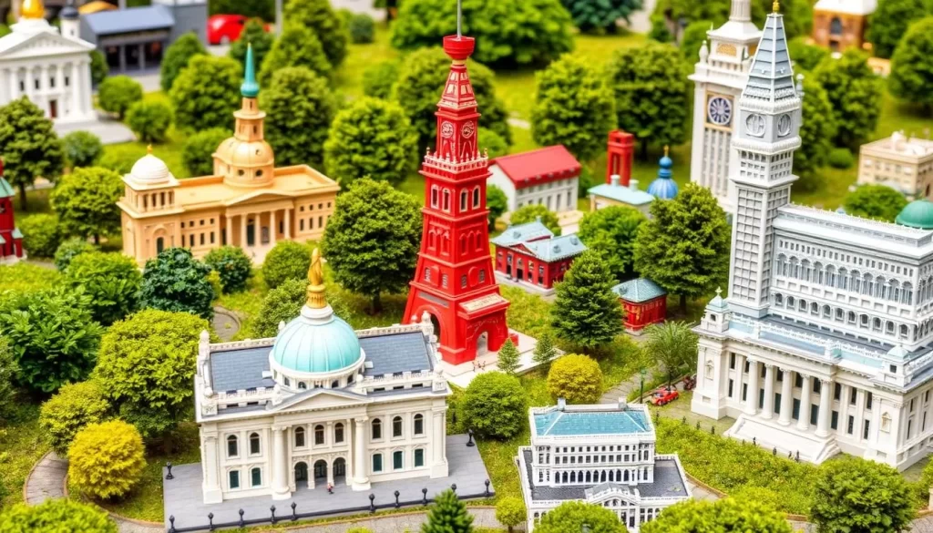 Image of Minimundus park with miniature models of famous landmarks