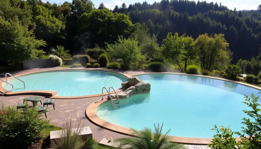 Image of Mondorf Domaine Thermal's serene thermal pools and lush surroundings