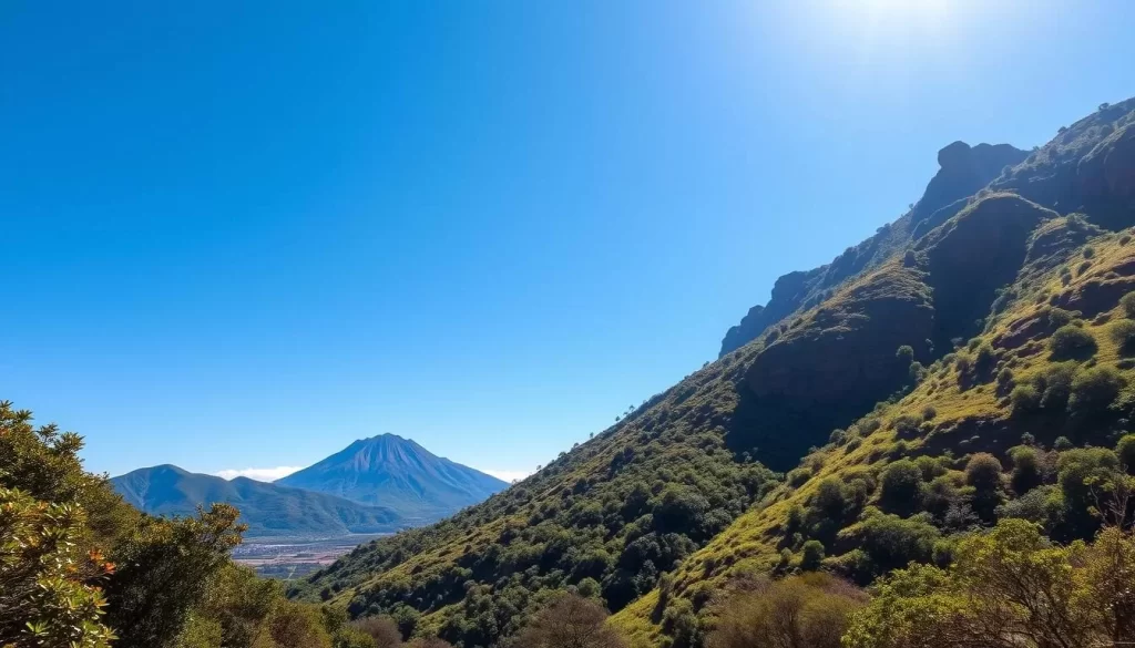 Image of Mount Agou, Togo's highest peak, with lush landscapes and a clear blue sky.