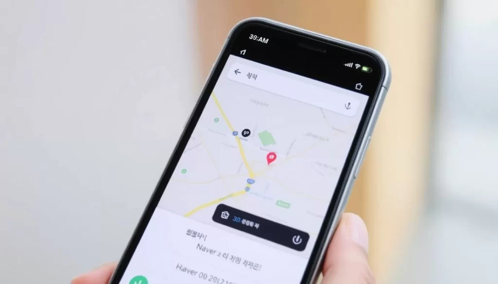 Image of Naver Map or Kakao Map navigation on a smartphone