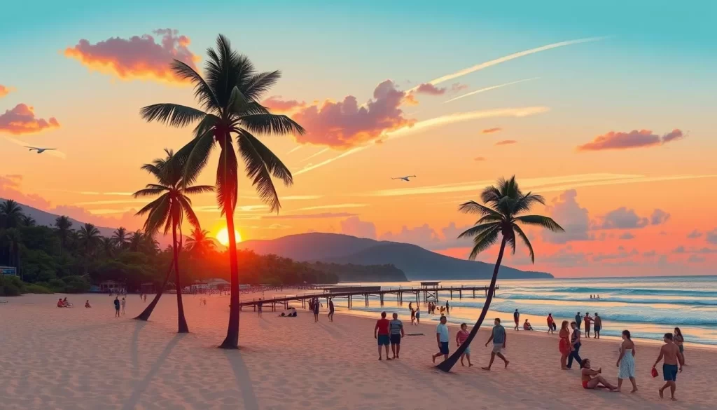 Image of Nungwi Beach with its lively atmosphere and stunning sunset