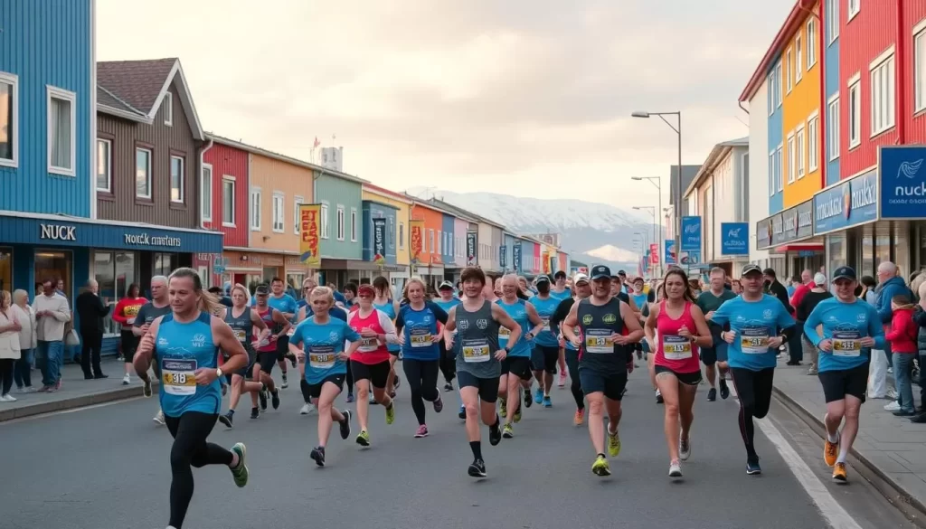 Image of Nuuk Marathon participants running through the city