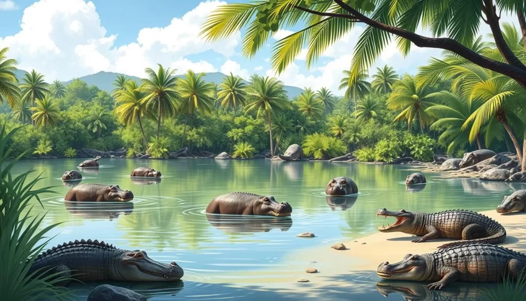 Image of Paradise Springs with hippos and crocodiles