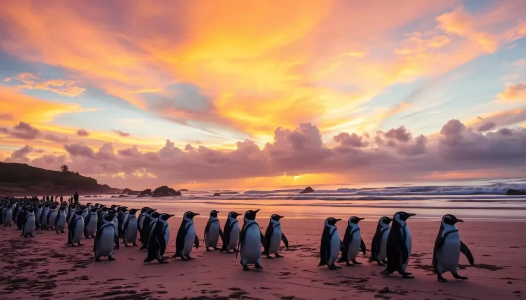 Image of Phillip Island Penguin Parade at sunset.