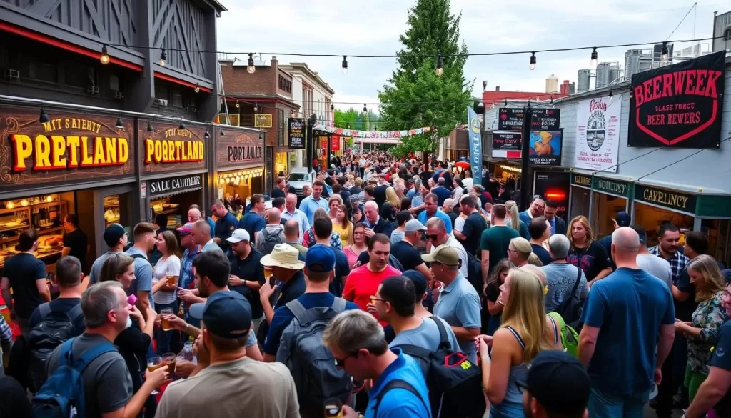 Image of Portland Beer Week celebration with local breweries and beer enthusiasts