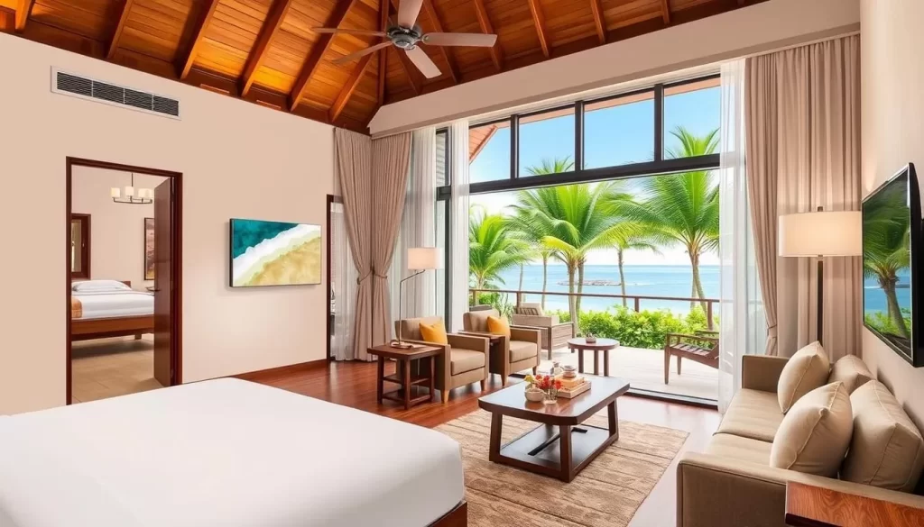 Image of Redang Beach Resort's studio room with a separate living area