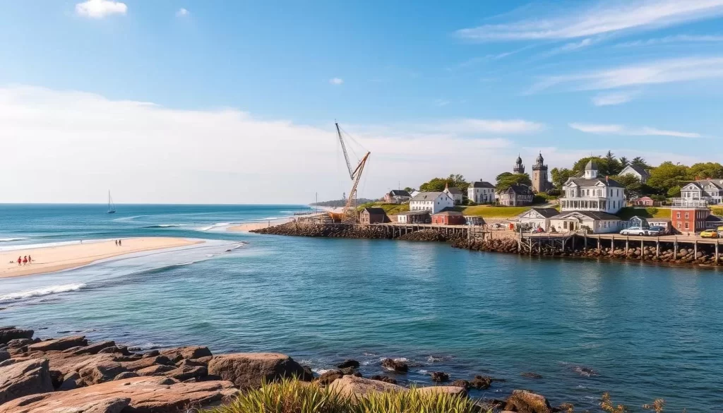 Image of Rhode Island's coastline with scenic beaches and maritime heritage sites