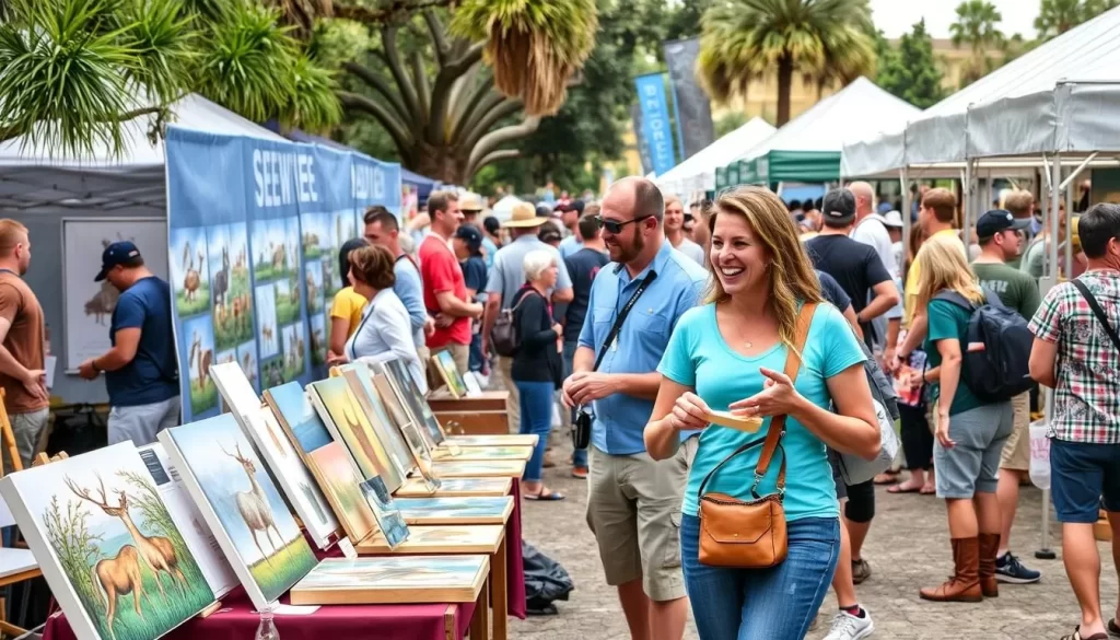 Image of SEWE Charleston event with wildlife artists and outdoor enthusiasts