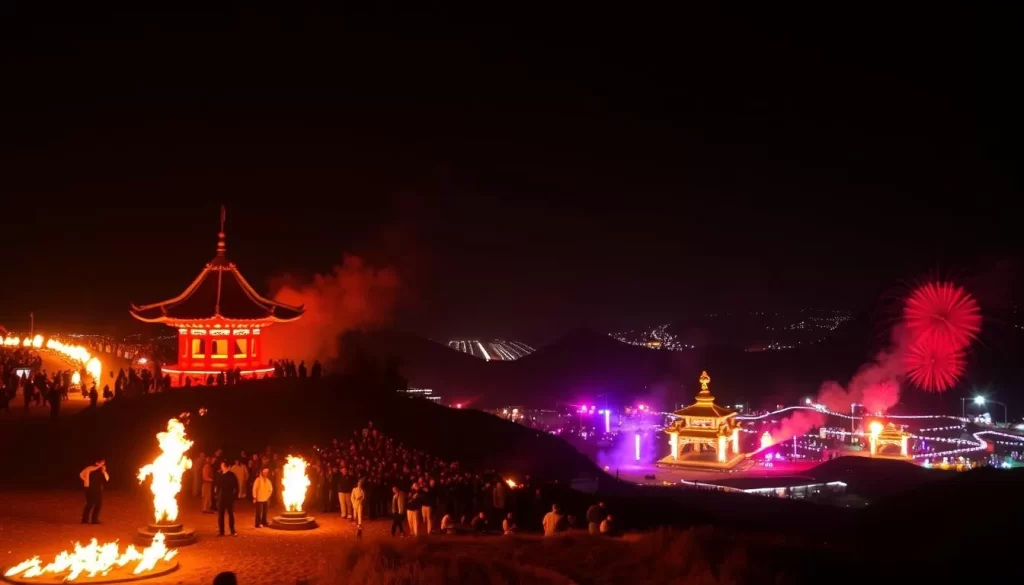 Image of Saebyeol Oreum during the Jeju Fire Festival