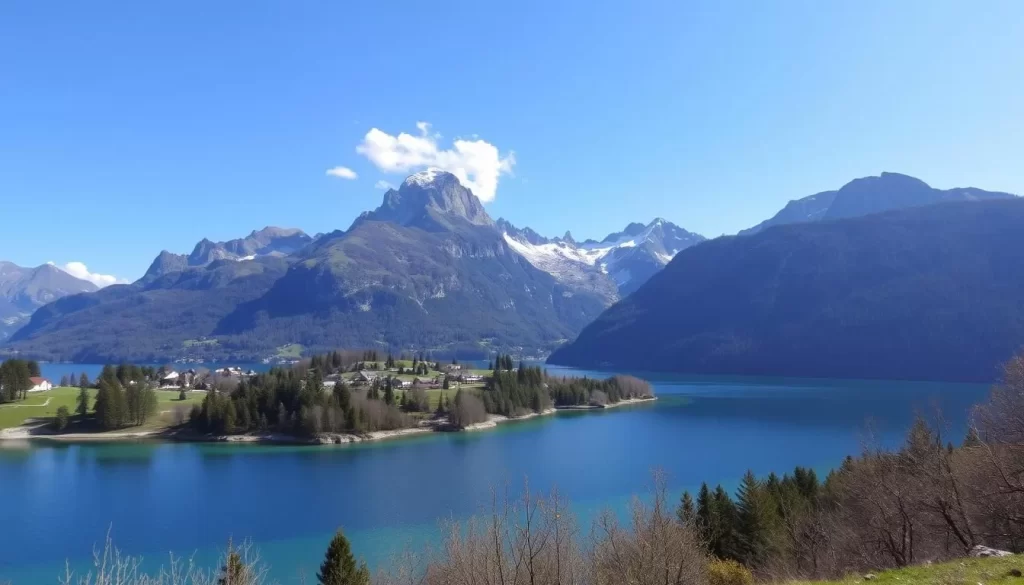 Image of Salzkammergut region with alpine lakes and surrounding mountains