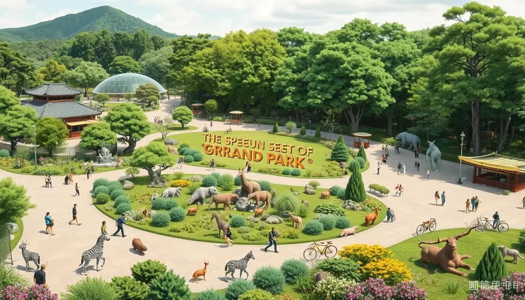 Image of Seoul Grand Park Zoo's main area with various animals