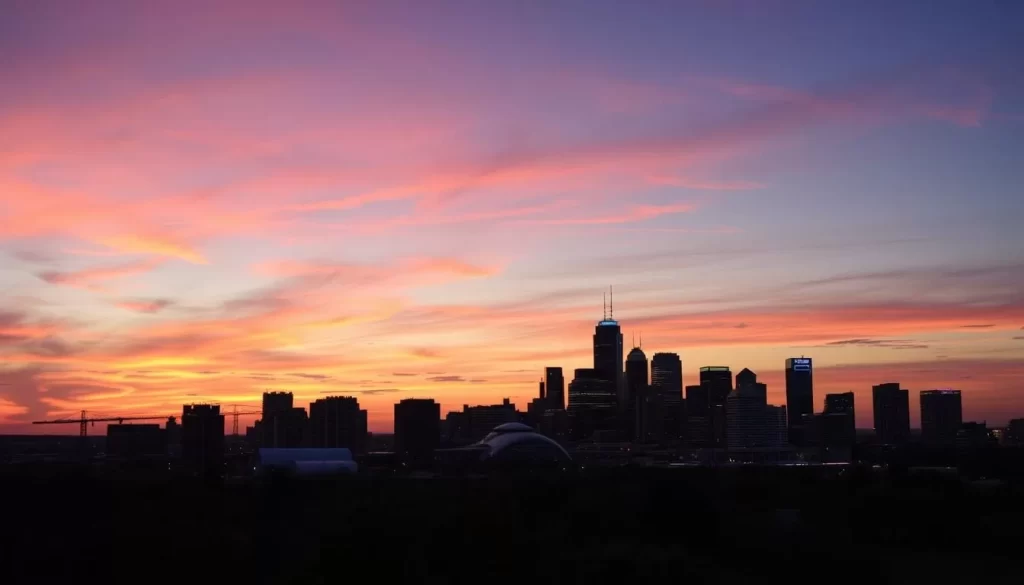 Image of Shreveport skyline during sunset