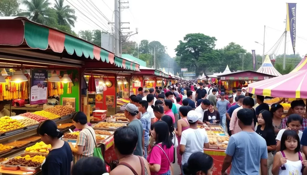 Image of Siniawan Food Festival with stalls selling local delicacies