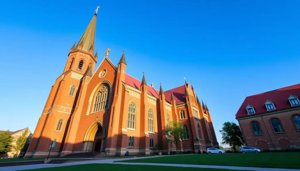 Image of St. Mary's Church, Gdańsk, with its impressive brick Gothic architecture