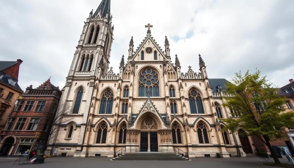 Image of St. Peter's Church in Leuven, Belgium, showcasing its Brabantine Gothic architecture and historical significance.