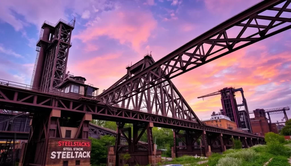 Image of SteelStacks Bethlehem PA with the Hoover Mason Trestle
