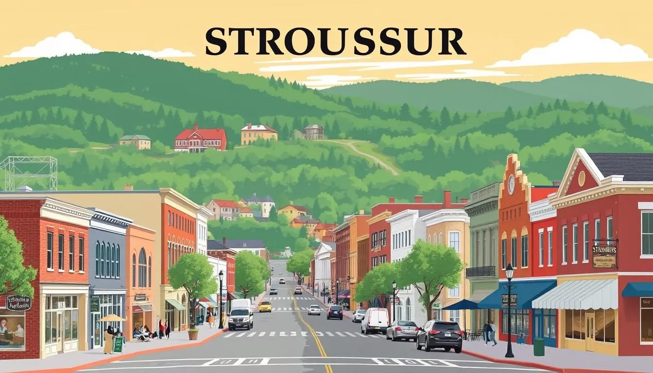 Image of Stroudsburg downtown area with a mix of historic and modern buildings