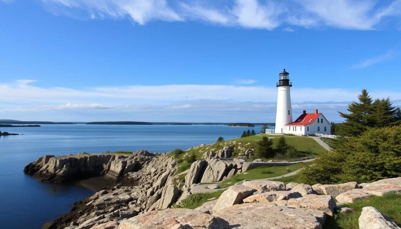 Image of Swan's Island, Maine, showcasing its scenic beauty and historic lighthouse
