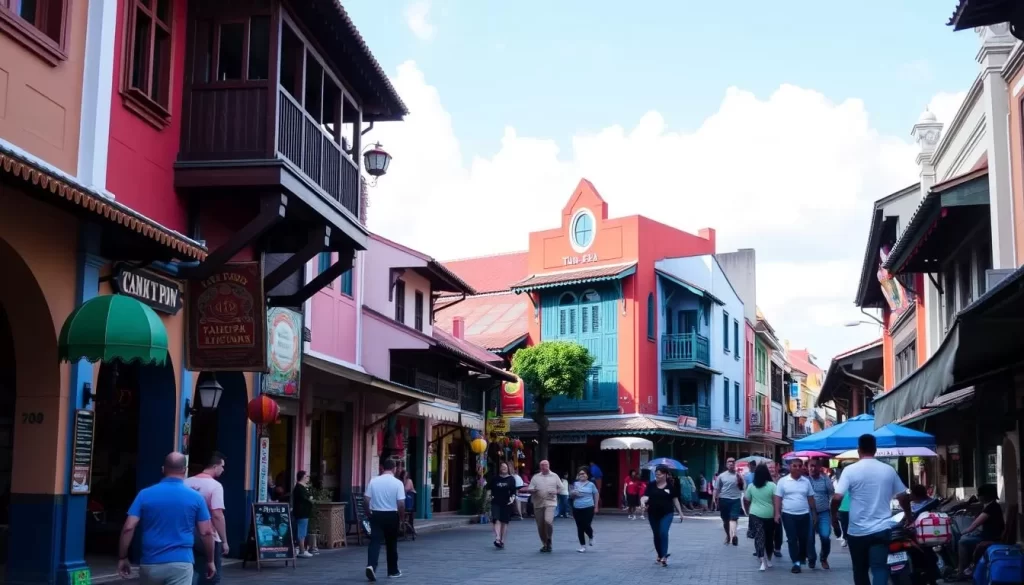 Image of Takua Pa Old Town's main walking street with Sino-Portuguese architecture