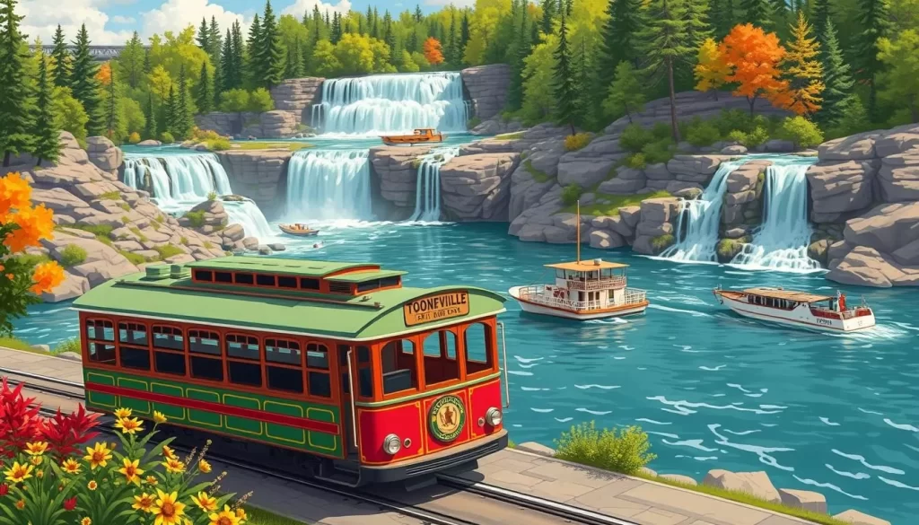 Image of Toonerville Trolley and Riverboat at Tahquamenon Falls