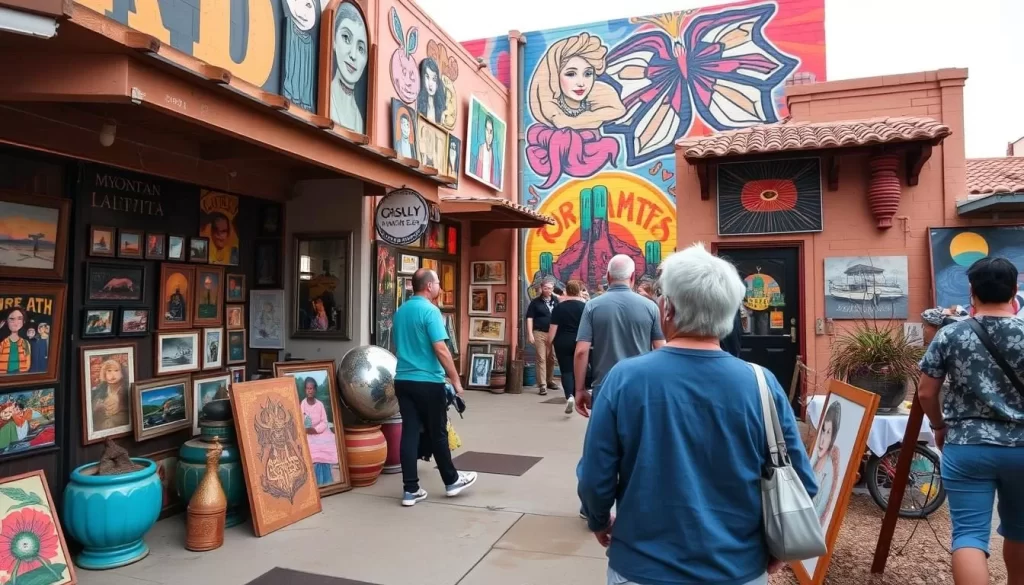 Image of Tucson's vibrant art scene, featuring a mix of galleries, murals, and cultural events.