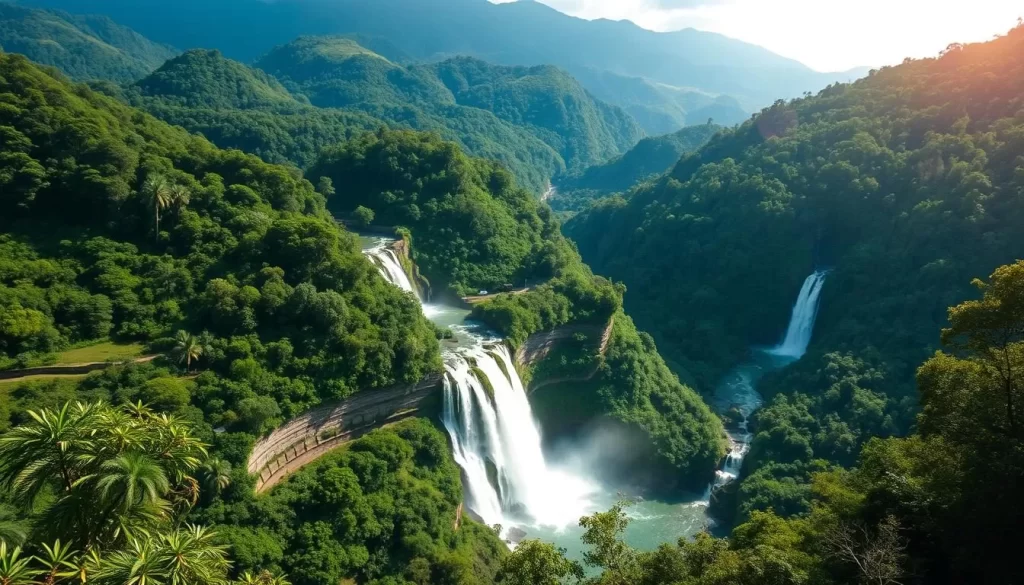 Image of Udzungwa Mountains with lush rainforests and cascading waterfalls
