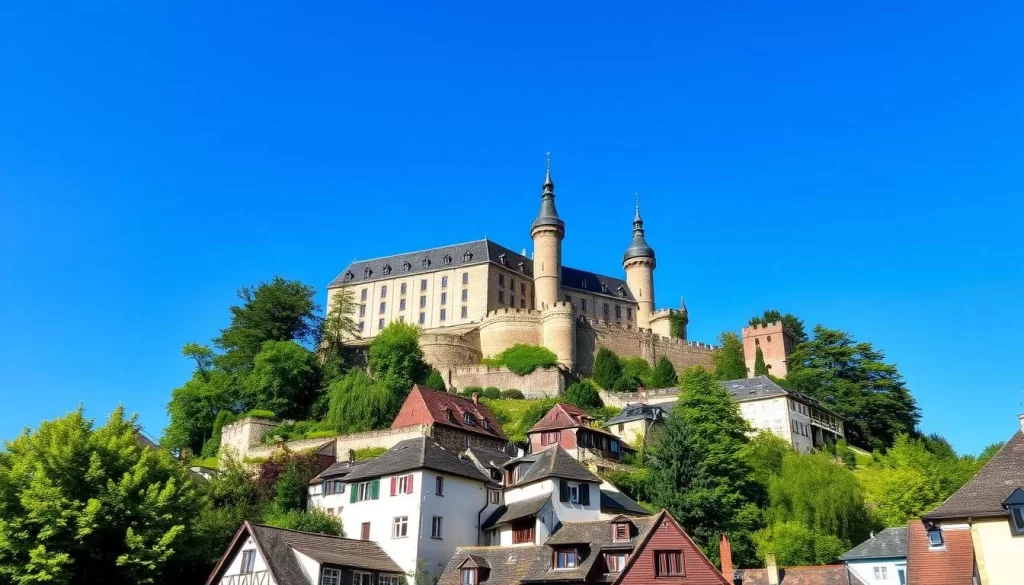 Image of Vianden's medieval town with its castle perched on a hill